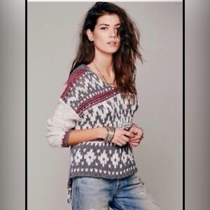 Free people fair isle pullover hoodie